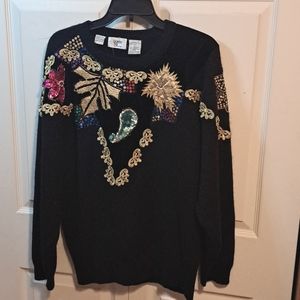 Vintage Bonnie & Bill by Holly Christmas sweater 1990 - L - wool/angora - black